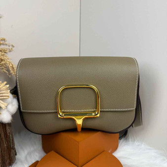 Hermès Della Cavalleria Elan Bag in Gray Epsom Calfskin Gold Hardware - Default Title - View 1
