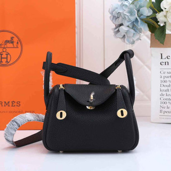 Hermes Lindy Mini Bag Black Togo Leather Gold Hardware H8608 - Default Title - View 1