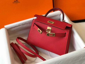Hermes Kelly Mini II Bag Red Epsom with Gold Hardware 19 - Default Title - View 1