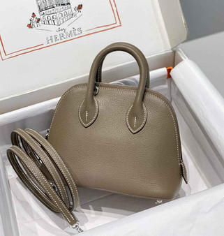 Hermes Bolide 1923 Mini Bag in Gray Evercolor Calfskin Silver Hardware - Default Title - View 1