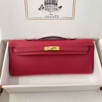 Hermès Kelly Cut Clutch 31cm Epsom Leather Plum Gold - Default Title - View 1