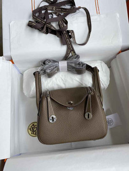 Hermes Lindy Mini Bag Brown Togo Leather Silver Hardware H8641 - Default Title - View 1