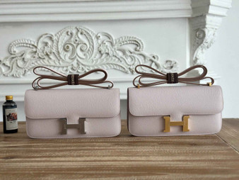 Hermès Constance bag in Light Pink Epsom leather H382653 - Gold - View 1
