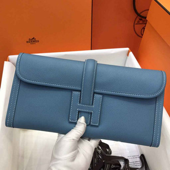 Hermes Jige 29 Wallet Clutch In Epsom Leather Blue - Default Title - View 1
