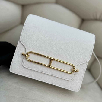 Hermès Mini Roulis Bag White Evercolor Gold Hardware H50308 - Default Title - View 1