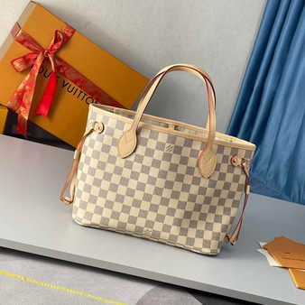 Louis Vuitton Neverfull PM Bag N41362 Damier Azur Canvas Beige