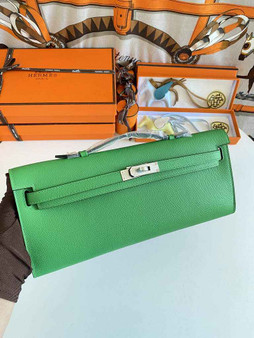 Hermès Kelly Cut Clutch 31cm Epsom Leather Silver Green - Default Title - View 1
