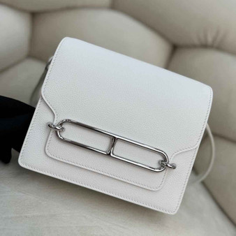 Hermès Mini Roulis Bag White Evercolor Silver Hardware H50309 - Default Title - View 1