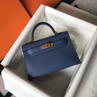 Hermes Kelly Mini II Bag Navy Blue Epsom with Gold Hardware 19 - Default Title - View 1