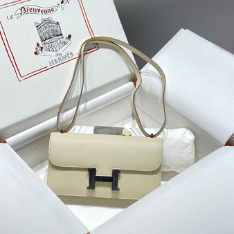 Hermes Constance Box Epsom Leather Beige Silver H082703 - Default Title - View 1