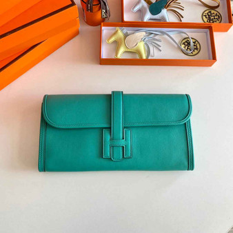 Hermes Wallet Clutch Swift Leather 29cm In Green - Default Title - View 1