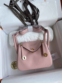 Hermes Lindy Mini Bag Pink Togo Leather Gold Hardware H8622 - Default Title - View 1