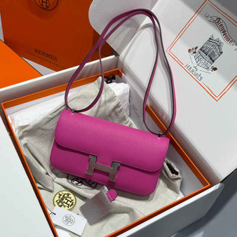 Hermes Constance Box Epsom Leather Plum Silver H082687 - Default Title - View 1