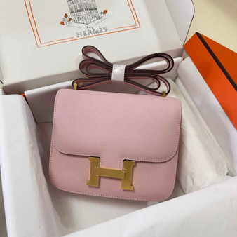 Hermes Constance Bag 19 Light Pink Epsom Leather Gold H083927 - Default Title - View 1