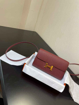 Hermes Constance Long To Go wallet H080126 wine red gold - Default Title - View 1