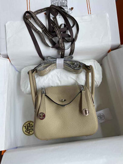 Hermes Lindy Mini Bag Apricot Togo Leather Silver Hardware H8619 - Default Title - View 1