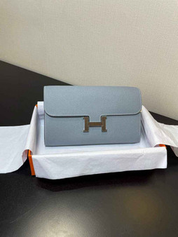 Hermes Constance Long To Go wallet H080126 Light blue silver - Default Title - View 1
