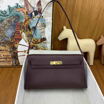 Hermes Kelly Bag Gold Hardware with Elan Wine Red Leather - Default Title - View 1