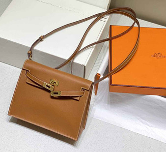 Hermès Kelly Danse II brown Evercolor leather with gold - Default Title - View 1