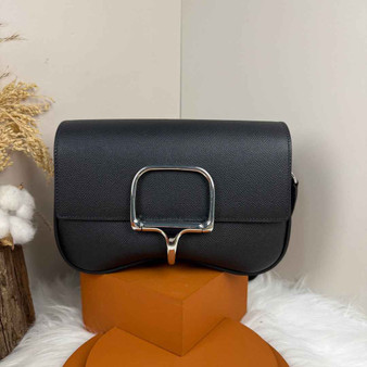Hermès Della Cavalleria Elan Bag in Black Epsom Calfskin Silver Hardware - Default Title - View 1