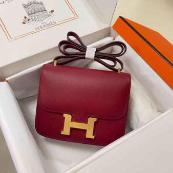 Hermes Constance Bag 19 Dark Red Epsom Leather Gold H0839331 - Default Title - View 1