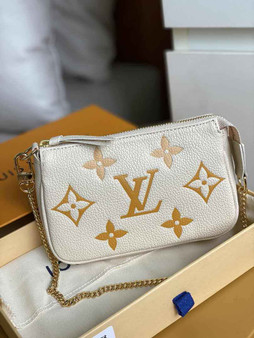 Louis Vuitton Mini Pochette Accessoires M80732 Beige Leather