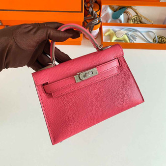 Hermès Kelly II Sellier Mini 2024 Pink Goatskins Leather Silver - Default Title - View 1