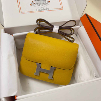 Hermes Constance Bag 19 Yellow Epsom Leather Silver H083918 - Default Title - View 1