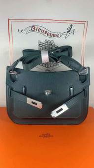 Hermes Jypsiere mini bag Dark Green Swift Leather Silver H25635 - Default Title - View 1