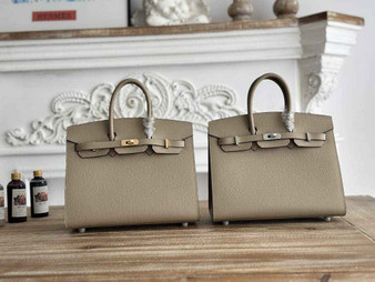 Hermès Birkin 25 Bag Light Gray Epsom Leather H625650 - gold - View 1