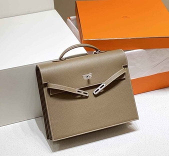 Hermès Kelly Messenger Bag Togo leather Silver hardware 34cm Gray - Default Title - View 1