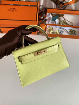 Hermès Kelly II Sellier Mini 2024 Lemon Yellow Goatskins Leather Gold - Default Title - View 1