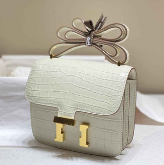 Hermes Constance Bag Beige Crocodile Leather Gold H2806 - 18cm - View 1
