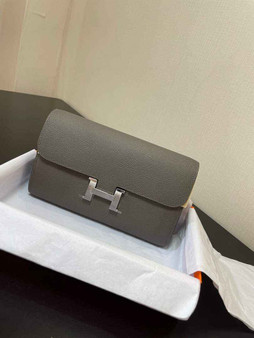 Hermes Constance Long To Go wallet H080126 dark gray silver - Default Title - View 1