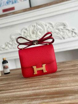 Hermes Constance Epsom Leather 19cm Red Gold H082227 - Default Title - View 1
