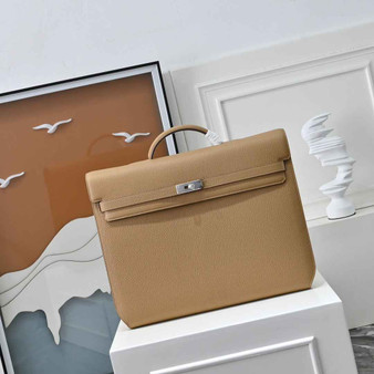 Pre-owned Hermès Kelly Dépêche 36 Briefcase in Apricot Togo Calfskin - Default Title - View 1