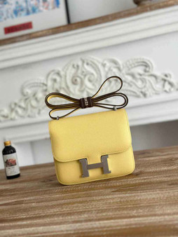 Hermes Constance Epsom Leather 19cm Yellow Silver H082222 - Default Title - View 1