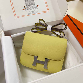 Hermes Constance Bag 19 Light Yellow Epsom Leather Silver H0839321 - Default Title - View 1