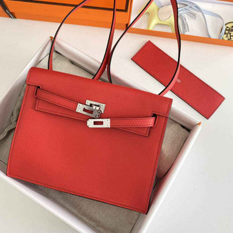 Hermès Kelly Danse II Red Evercolor leather with silver - Default Title - View 1