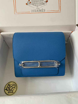 Hermès Mini Roulis Bag Light Blue Evercolor Silver Hardware H50322 - Default Title - View 1
