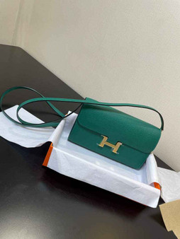 Hermes Constance Long To Go wallet H080126 green gold - Default Title - View 1