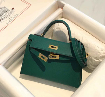 Hermes Kelly Mini II Bag 19 Gold Hardware with Epsom Green - Default Title - View 1