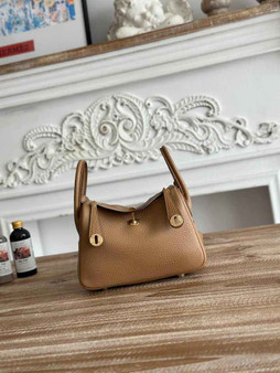 Hermes Lindy Mini Bag Apricot Togo Leather Gold H68648 - Default Title - View 1