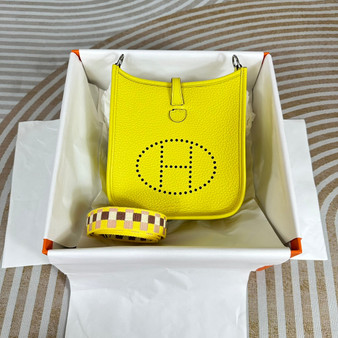 Hermes Evelyne III 17 Togo Lemon Yellow Leather Bag Gold H5634 - Default Title - View 1