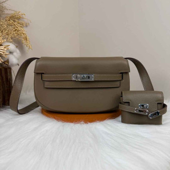 Hermès Dark Gray Swift Kelly Moove Bag Silver 825664 - Default Title - View 1