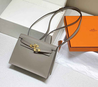 Hermès Kelly Danse II gray Evercolor leather with gold - Default Title - View 1