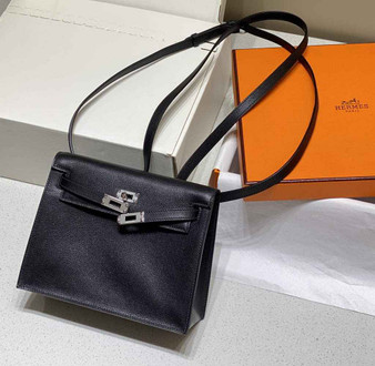 Hermès Kelly Danse II Black Evercolor leather with Silver - Default Title - View 1