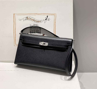 Hermes Kelly Bag Black Epsom Leather Silver Hardware - Default Title - View 1