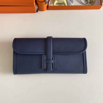 Hermes Jige 29 Wallet Clutch In Epsom Leather Navy Blue - Default Title - View 1