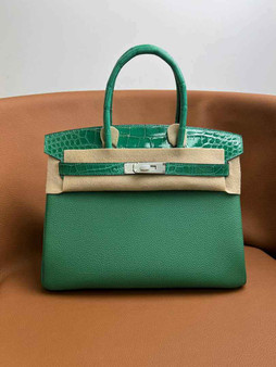 Hermès Birkin Bag Green Crocodile Togo Gold Hardware H8602 - W25×H20×D13cm - View 1